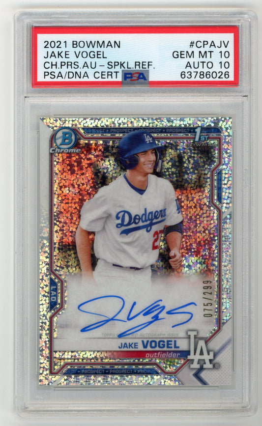 2021 Bowman Jake Vogel # CPAJV - PSA 10 Auto 10 CH.PRS.AU-SPKL /299
