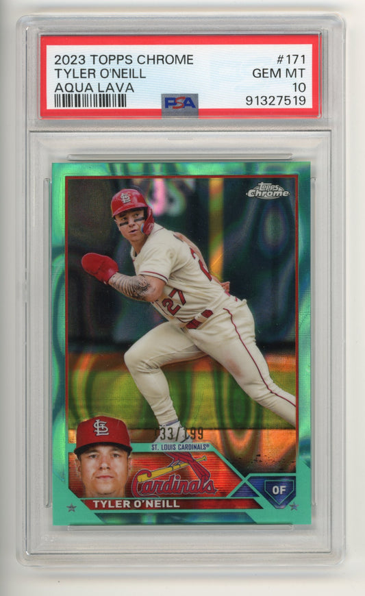 2023 Topps Chrome Tyler O'Neill #171 -  PSA 10 Aqua Lava Cardinals