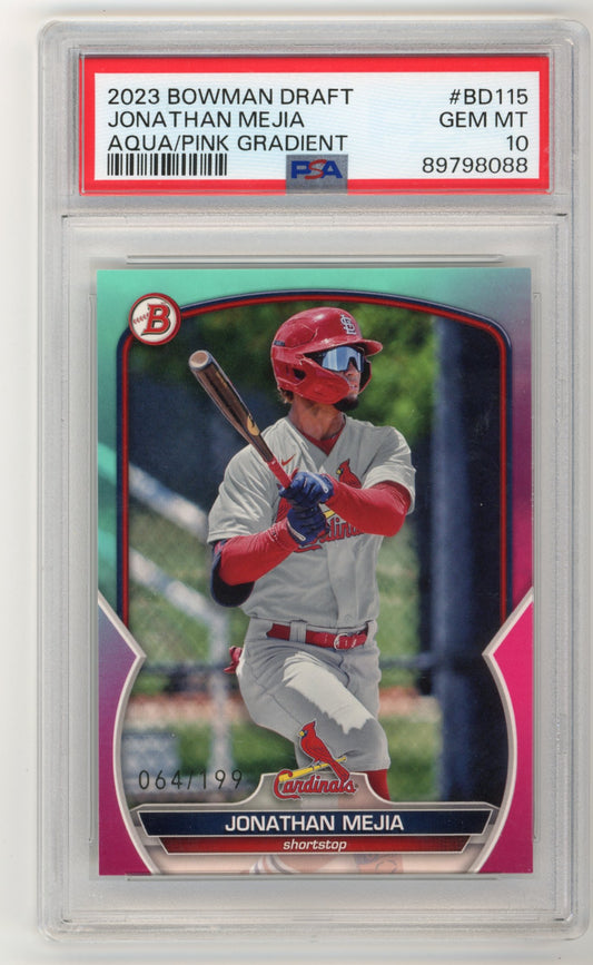 2023 Bowman Draft Jonathan Mejia #BD115 - PSA 10 Aqua/Pink Gradient CARDINALS