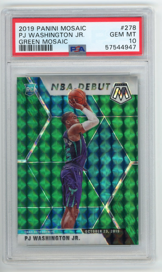 2019 Panini Mosaic PJ Washington JR. #278 - PSA 10 RC Green Mosaic HORNETS