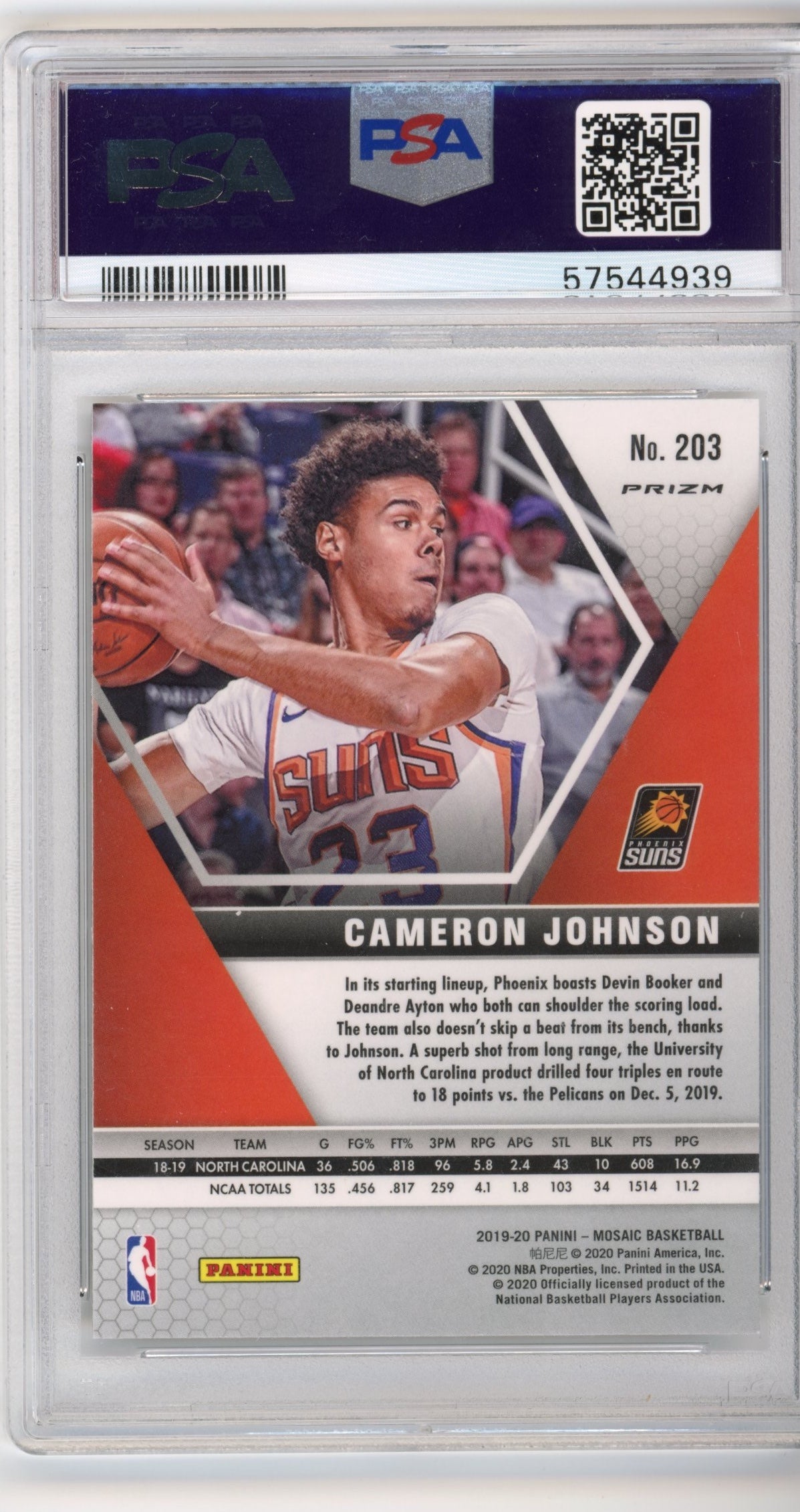 2019 Panini Mosaic Cameron Johnson #203 - PSA 10 RC Mosaic SUNS