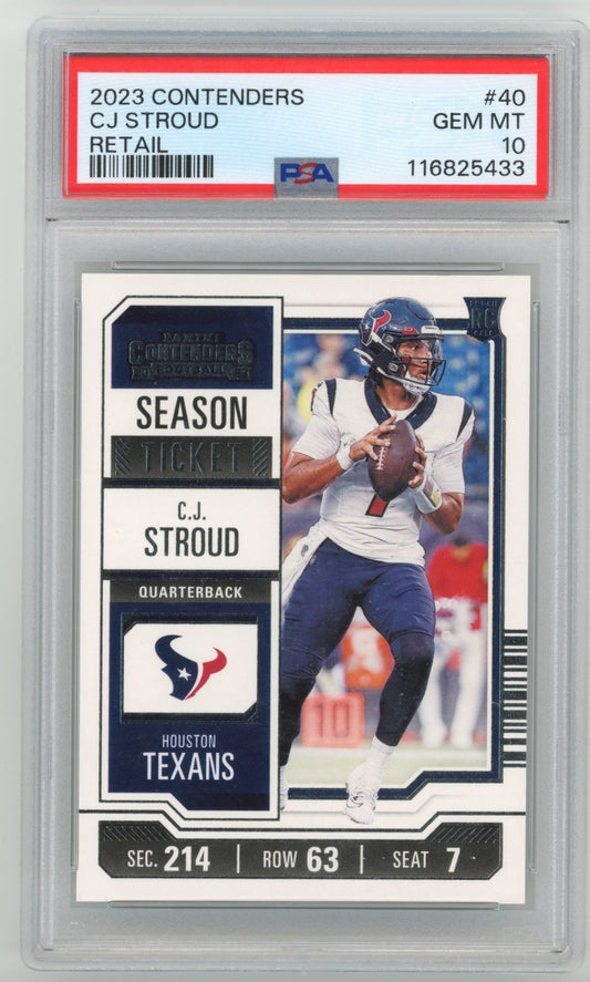 2023 Contenders CJ Stroud #40 - PSA 10 RC Retail TEXANS