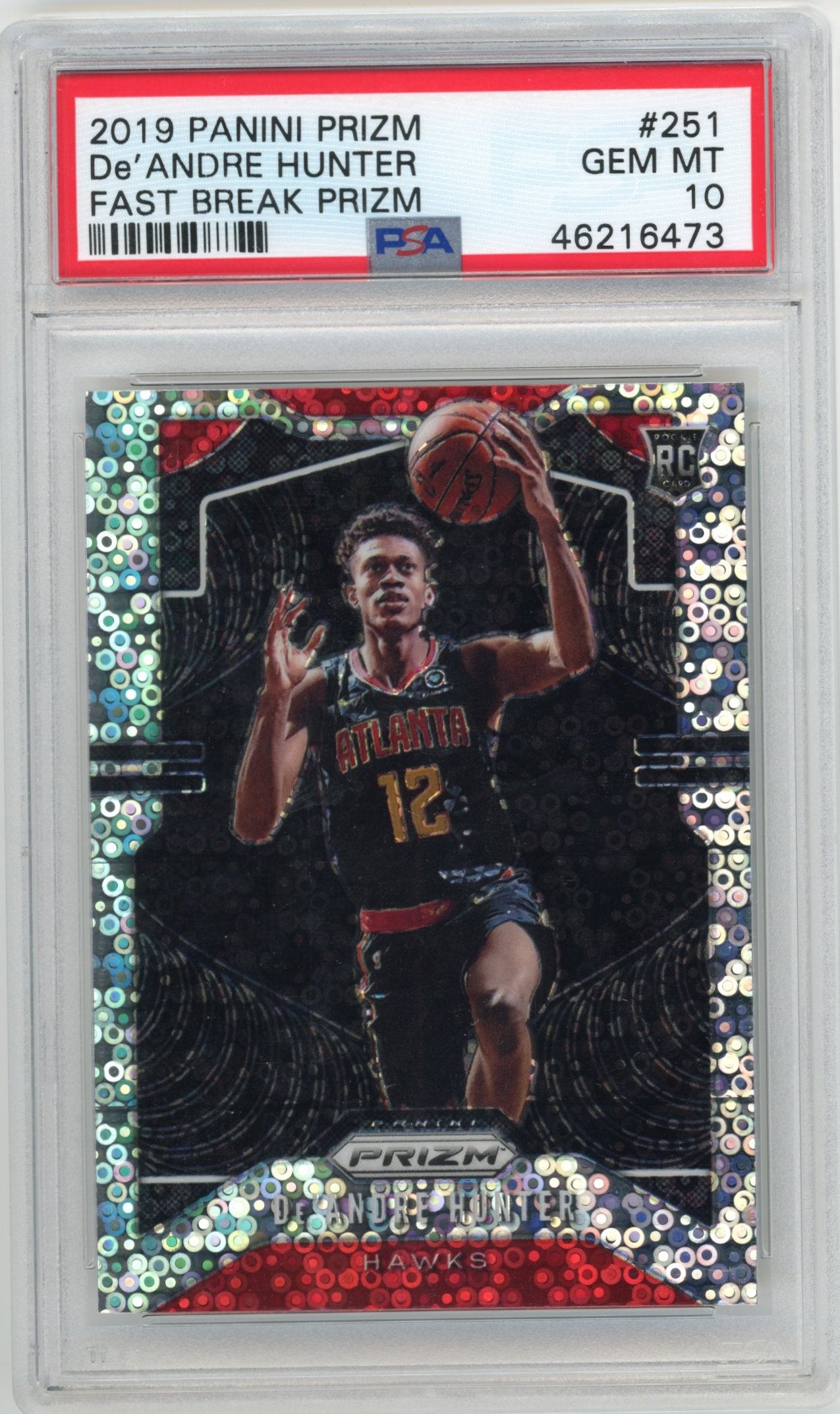 2019 Panini Prizm De'Andre Hunter #251 - PSA 10 Fast Break Prizm HAWKS