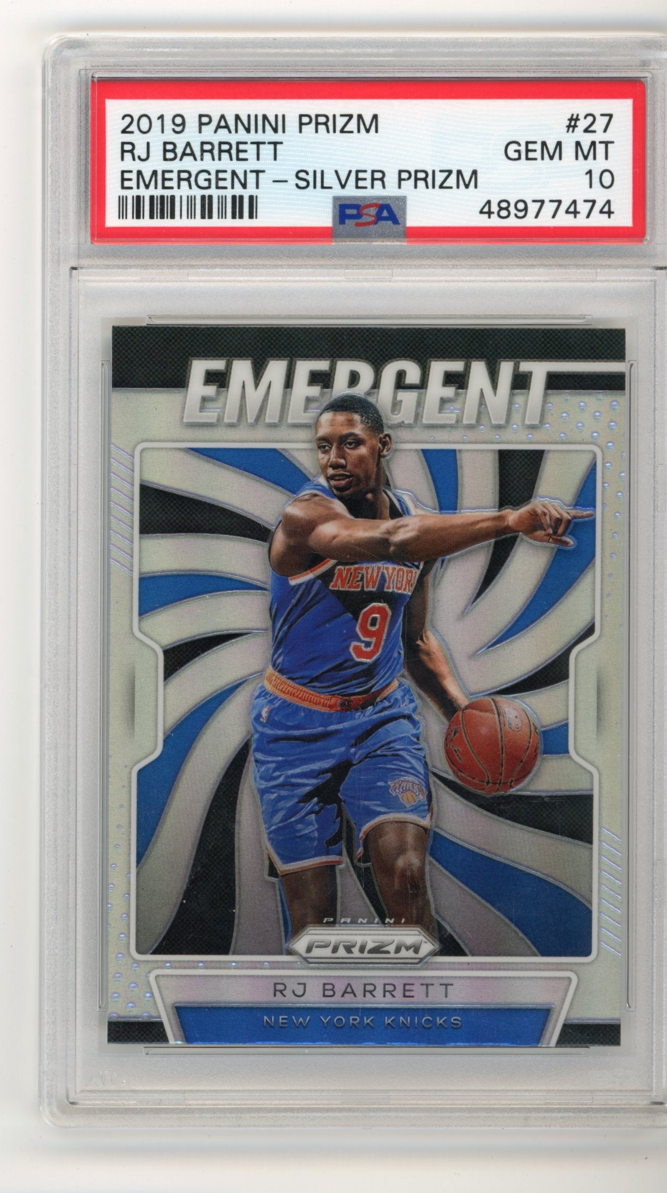 2019 Panini Prizm RJ Barrett #27-Emergent Silver Prizm