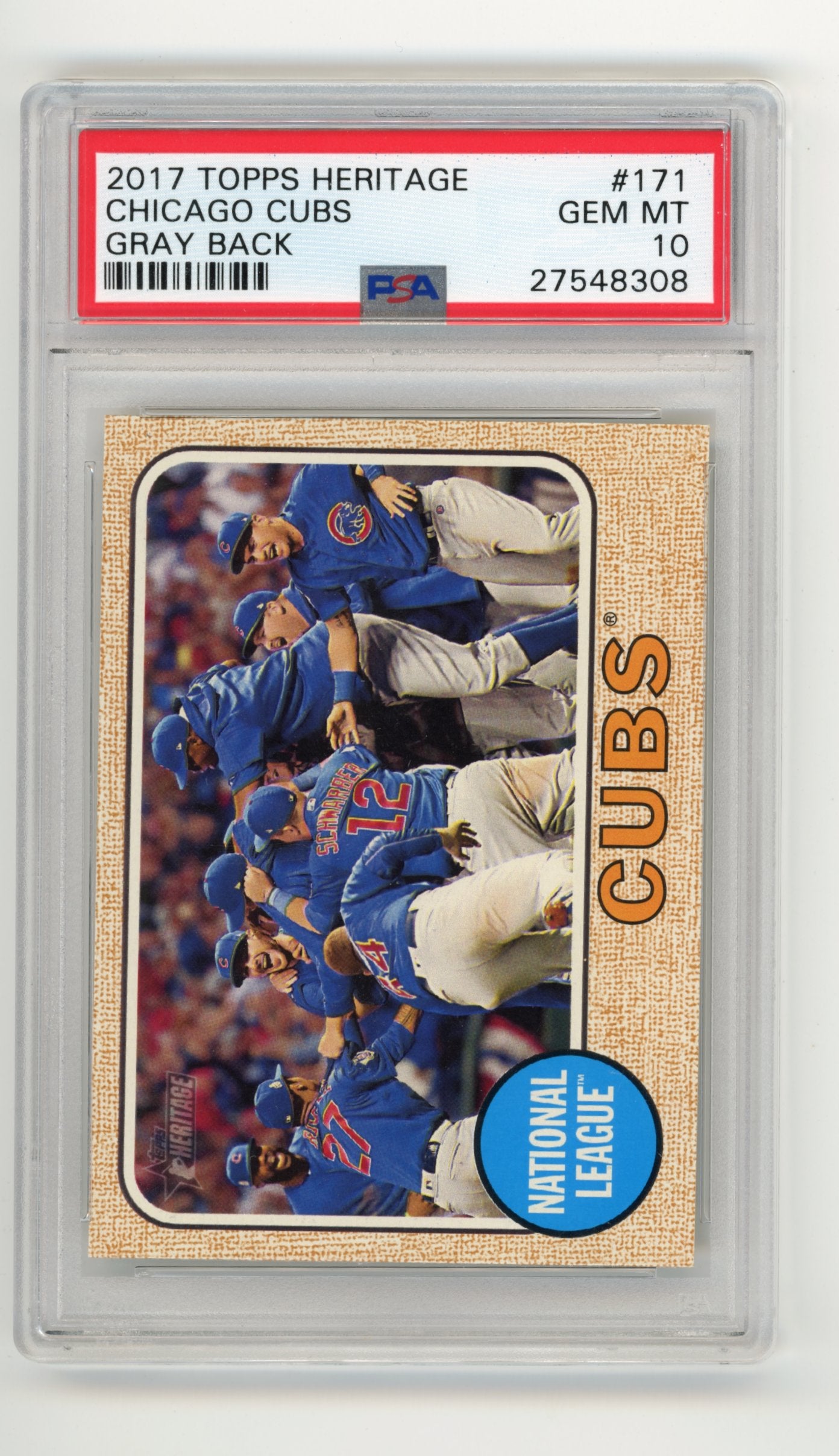 2017 Topps Heritage Chicago Cubs #171 - PSA 10 Gray Back
