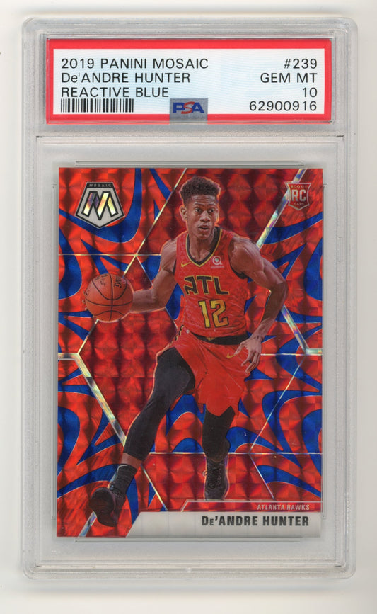2019 Panini Mosaic De'Andre Hunter #239 - PSA 10 RC Reactive Blue HAWKS