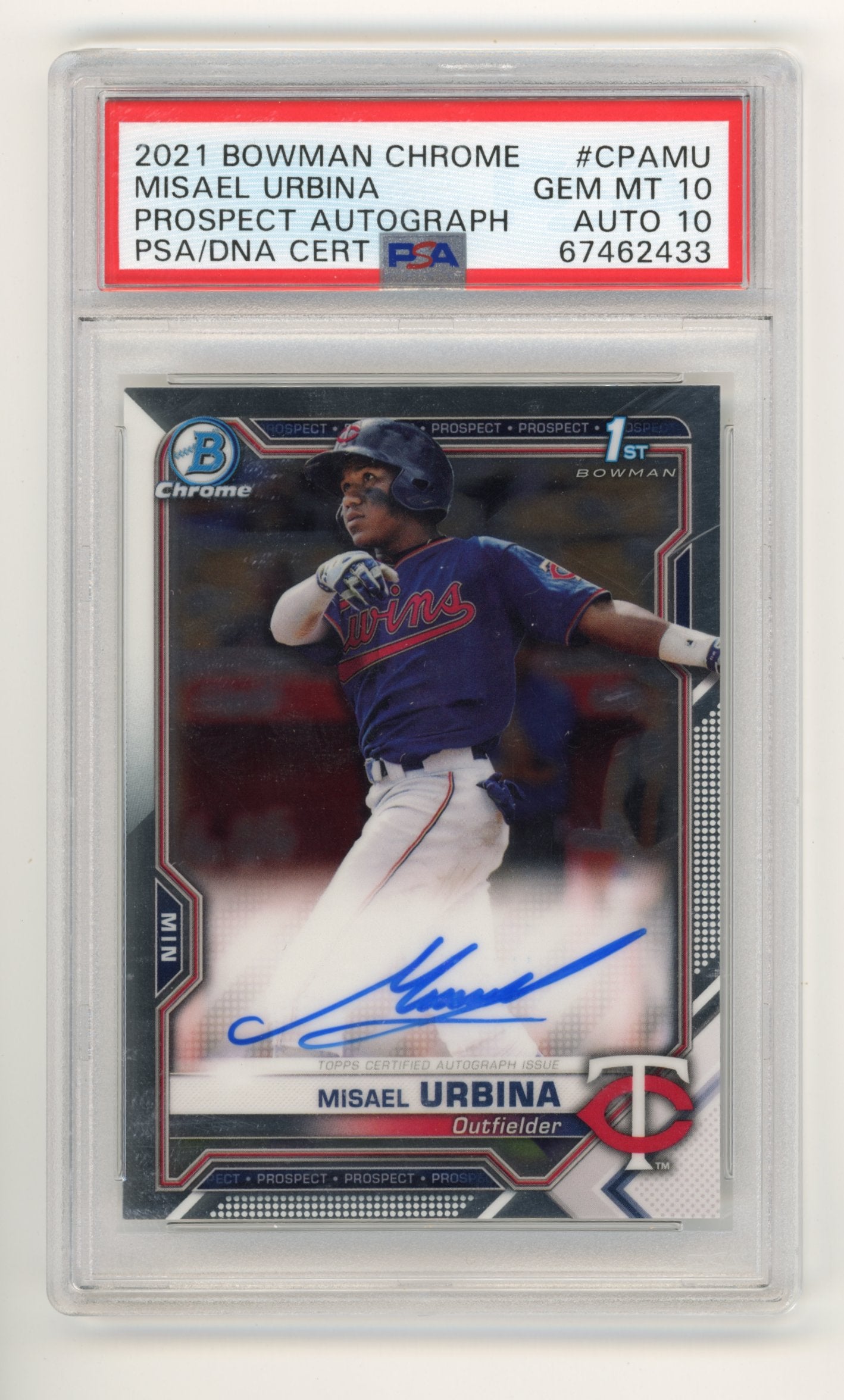 2021 Bowman Chrome Misael Urbina #CPAMU - PSA 10 Auto 10 Prospect Auto RC
