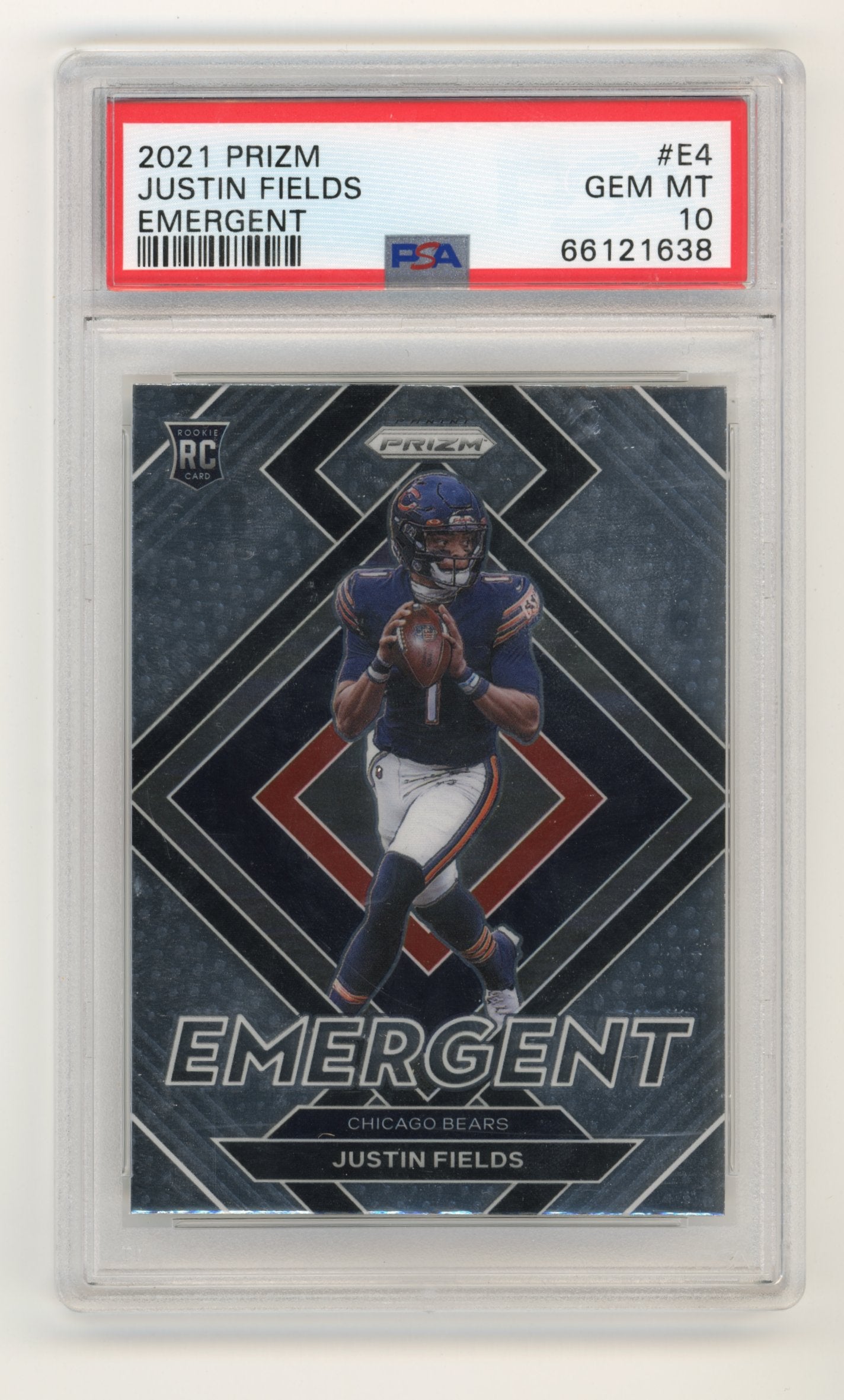 2021 Prizm Justin Fields #E4 - PSA 10 RC Emergent BEARS