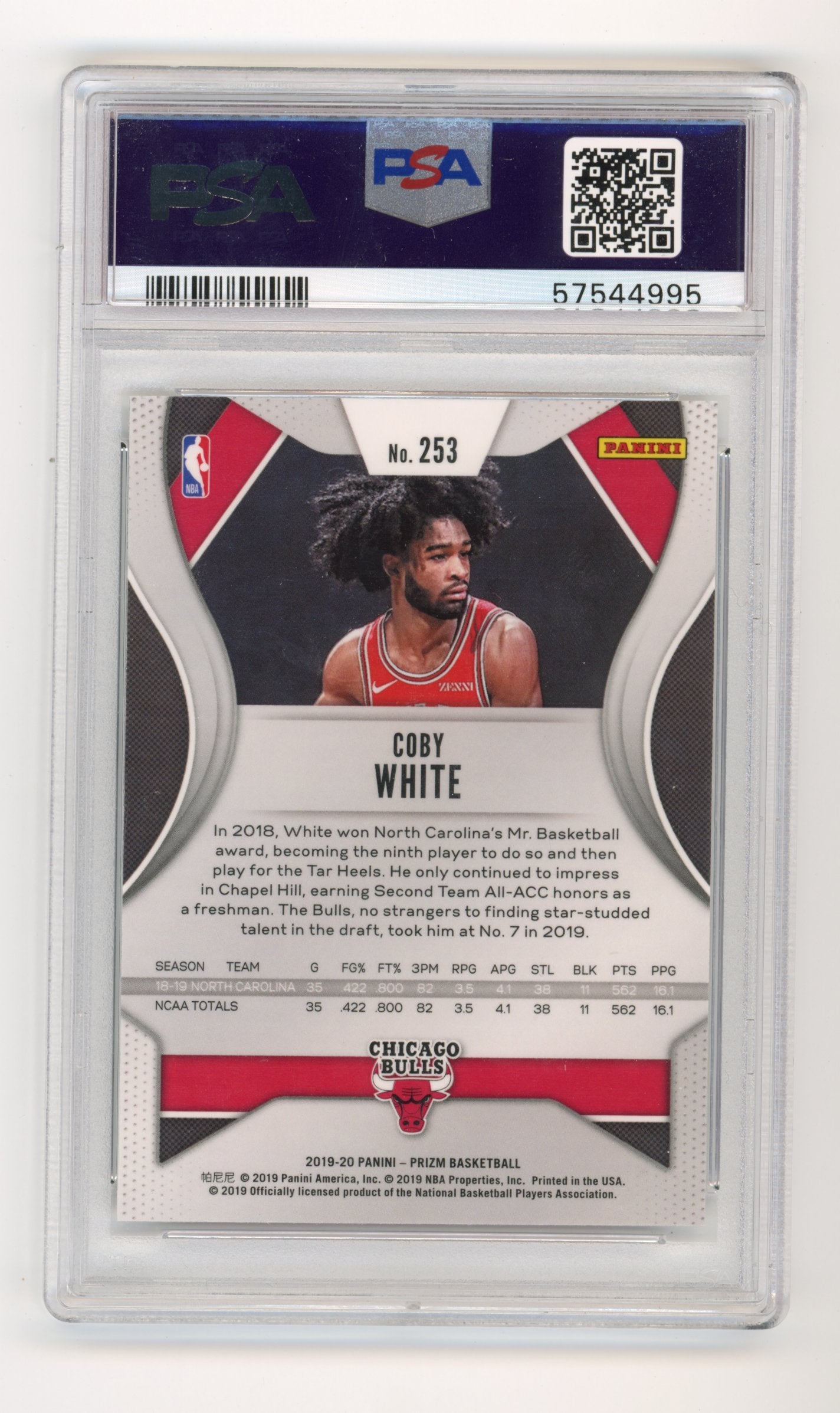 2019 Panini Prizm Coby White #253 - PSA 10 RC BULLS