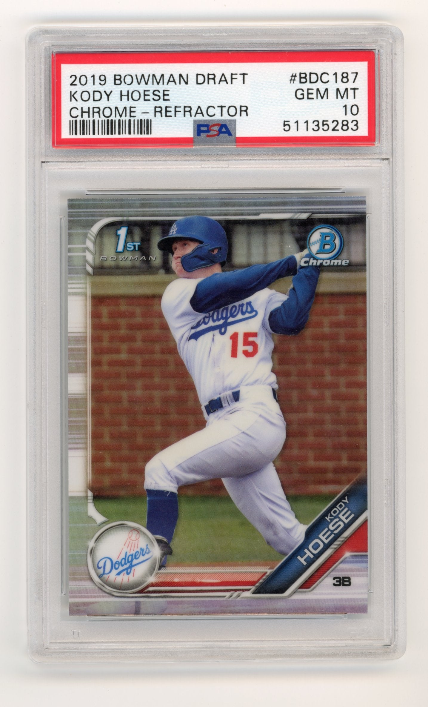 2019 Bowman Draft Kody Hoese #BDC187 - PSA 10 Chrome Refractor