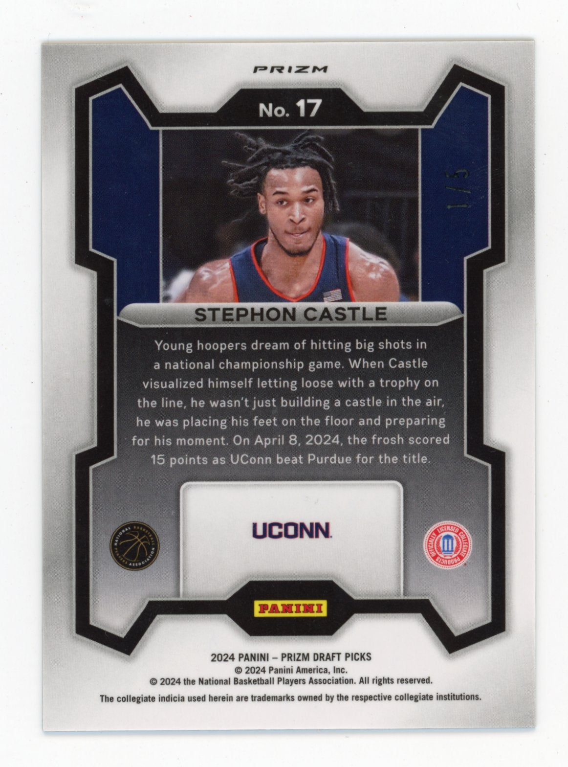 2024 Panini Prizm Draft Picks Stephon Castle Black Gold #/5 UConn Huskies