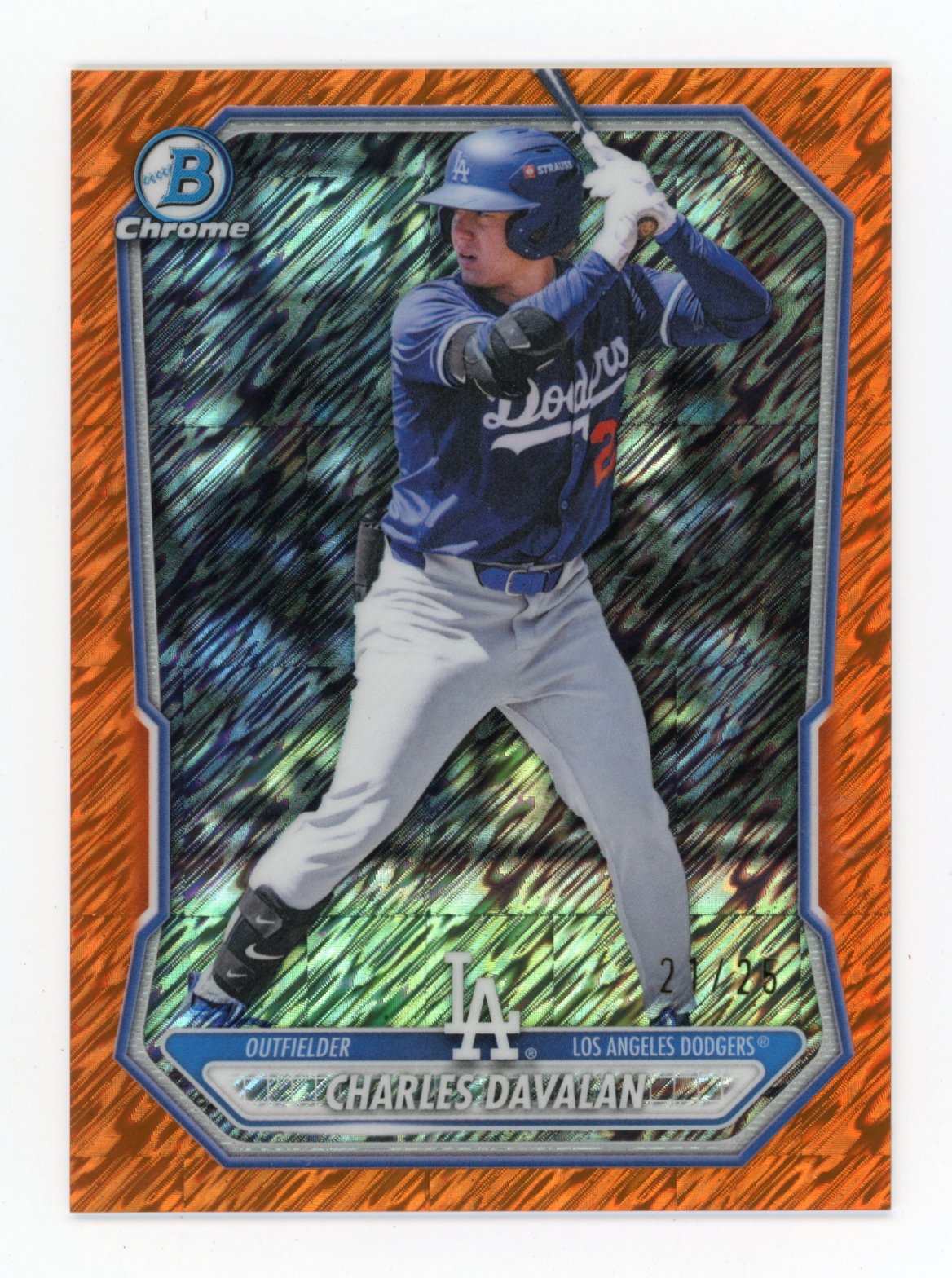 2026 Bowman Chrome Charles Davalan Orange Shimmer #/25 - #BCP-73 Dodgers