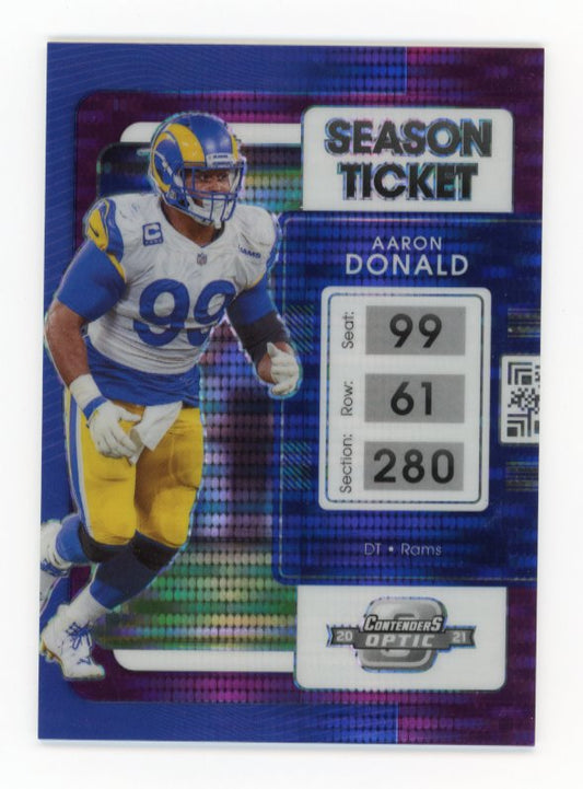 2021 Panini Contenders Optic Aaron Donald #52 - Purple Pulsar #/26 Rams