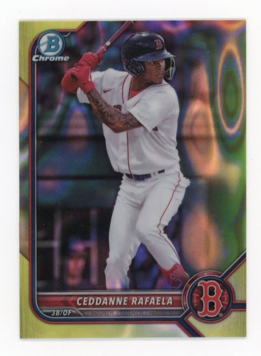 2022 Bowman Chrome Ceddanne Rafaela #BDC-104 - Yellow Lava #/75 Red Sox