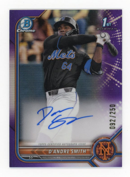 2022 Bowman Chrome D'Andre Smith 1st #CDA-DS - Purple Autograph #/250 Mets