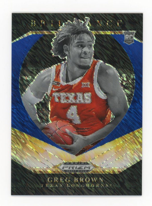 2021 Panini Prizm Draft Picks Greg Brown RC #8 - Blue Shimmer #/13 Longhorns