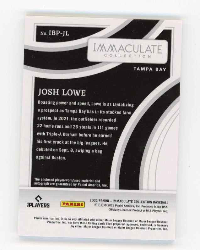 2022 Panini Immaculate Josh Lowe #IBP-JL - #/83 Patch Autograph