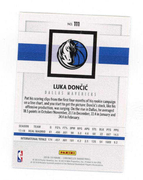 2018/19 Panini Chronicles Luka Doncic RC #111