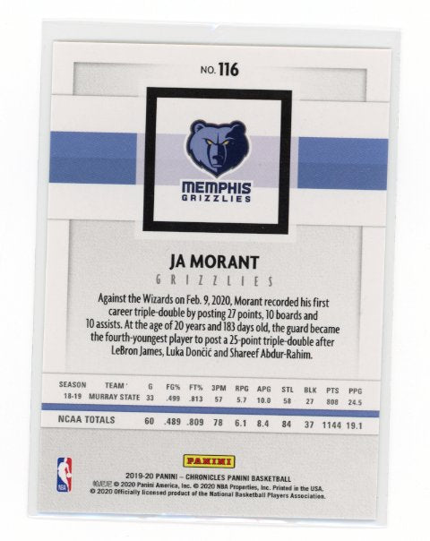 2019/20 Panini Chronicles Ja Morant RC #116 - Pink