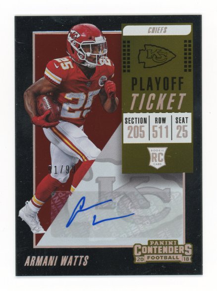 2018 Panini Contenders Armani Watts Playoff Ticket RC #178 - #/99 Auto