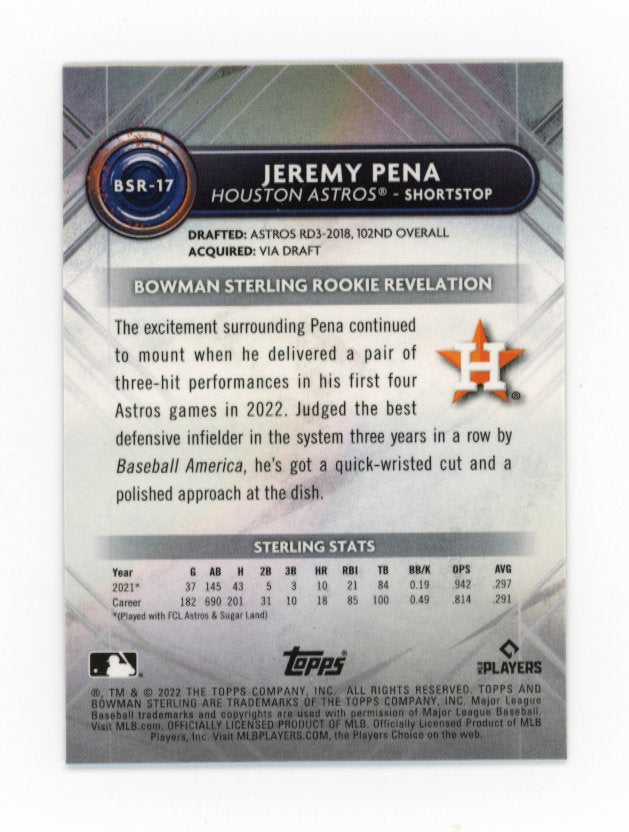 2022 Topps Bowman Sterling Jeremy Pena RC #BSR-17