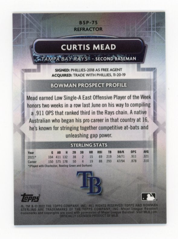 2022 Topps Bowman Sterling Curtis Mead #BSP-75 - #/199 Refractor