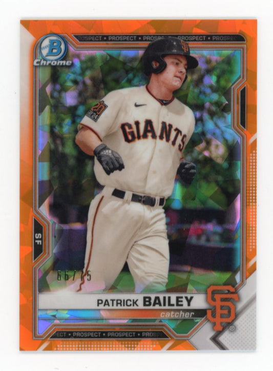 2021 Bowman Chrome Patrick Bailey #BCP-108 - #/75 Orange Sapphire