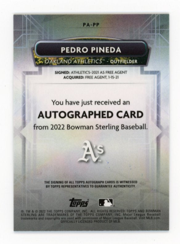 2022 Topps Bowman Sterling Pedro Pineda #PA-PP - Speckle Autograph