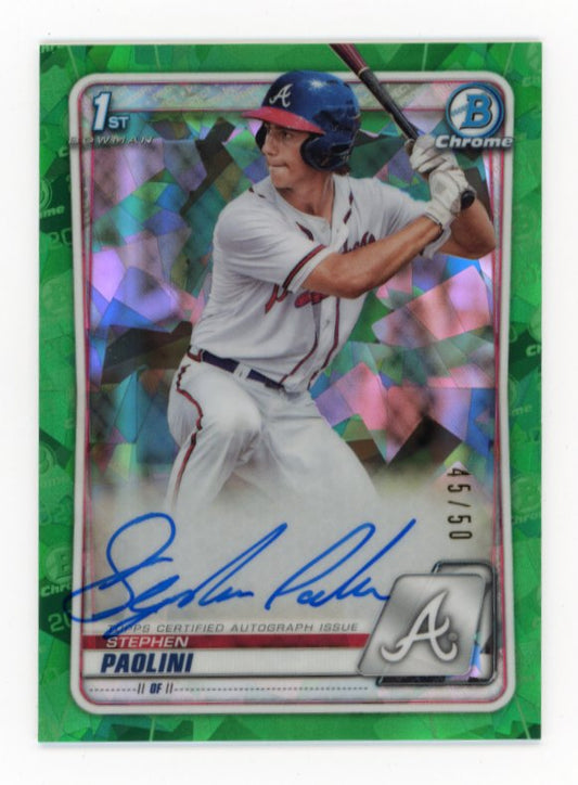 2020 Topps Bowman Chrome Sapphire First Stephen Paolini #BSPA-SP - #/50 Green Autograph