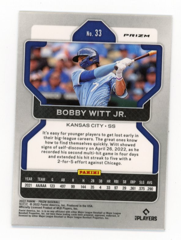 2022 Panini Prizm Bobby Witt Jr #33 - Blue Ref