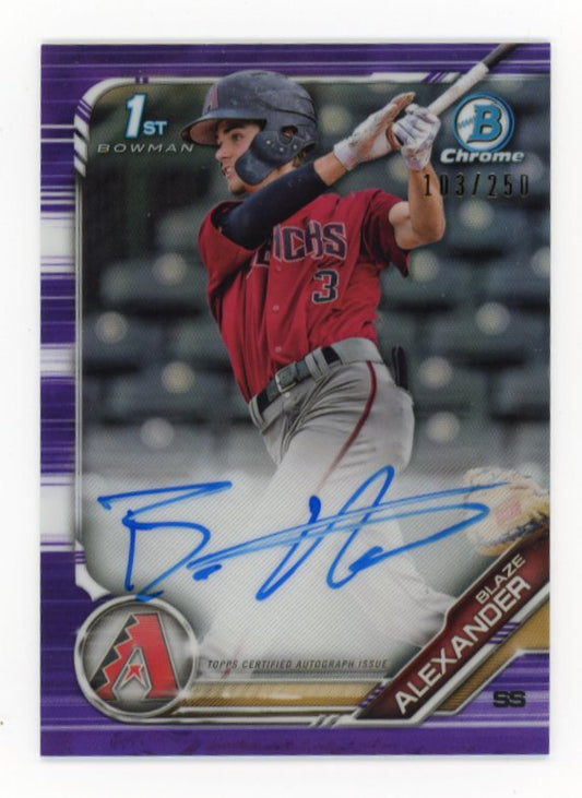 2019 Bowman Chrome Blaze Alexander #CPA-BA - #/250 Purple Autograph