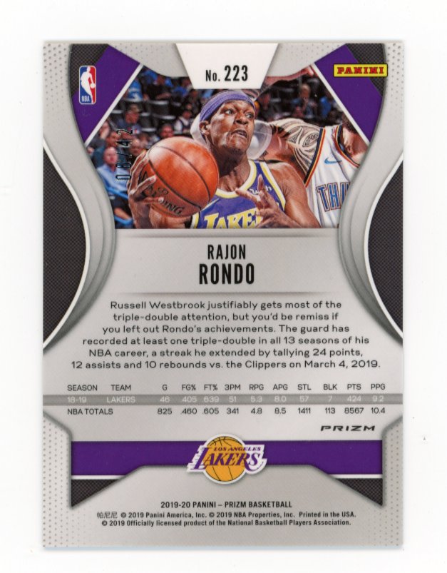 2019/20 Panini Prizm Rajon Rondo #223 - #/42 Pink Hyper