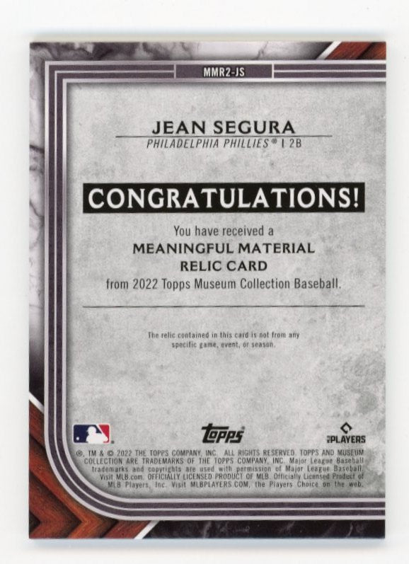 2022 Topps Museum Collection Jean Segura #MMR2-JS - #/25 Patch