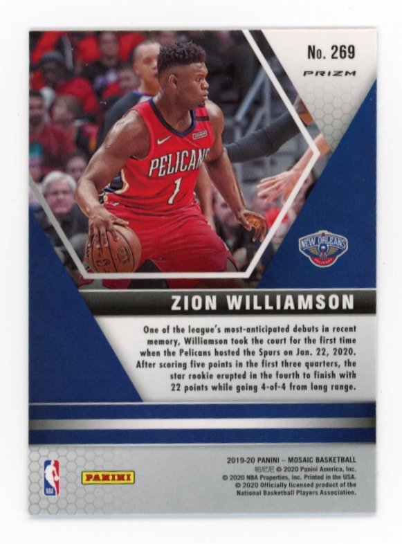 2019/20 Panini Mosaic Zion Williamson NBA Debut #269 - Green