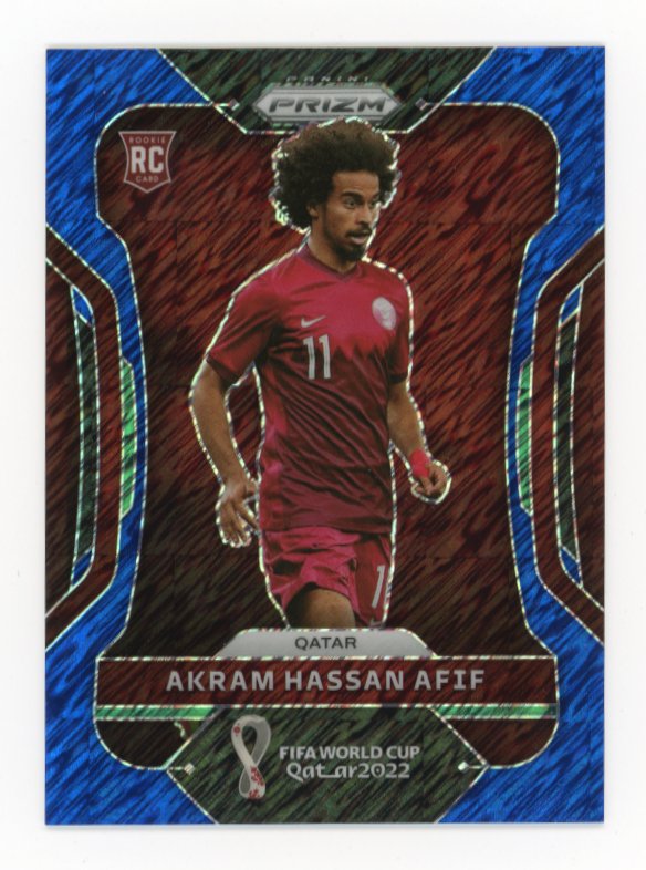 2022 Panini Prizm FIFA World Cup Qatar Akram Hassan Afif RC #186 - #/5 Shimmer