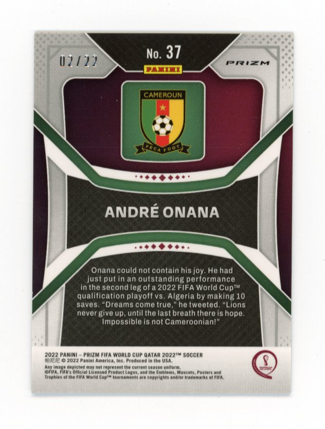 2022 Panini Prizm FIFA World Cup Qatar Andre Onana #37 - #/22 Maroon