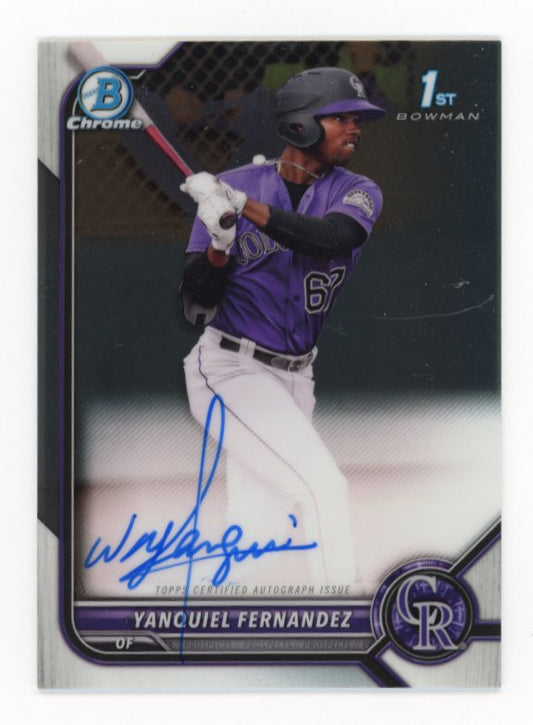 2022 Bowman Chrome Yanquiel Fernandez #CPA-YFZ - Autograph