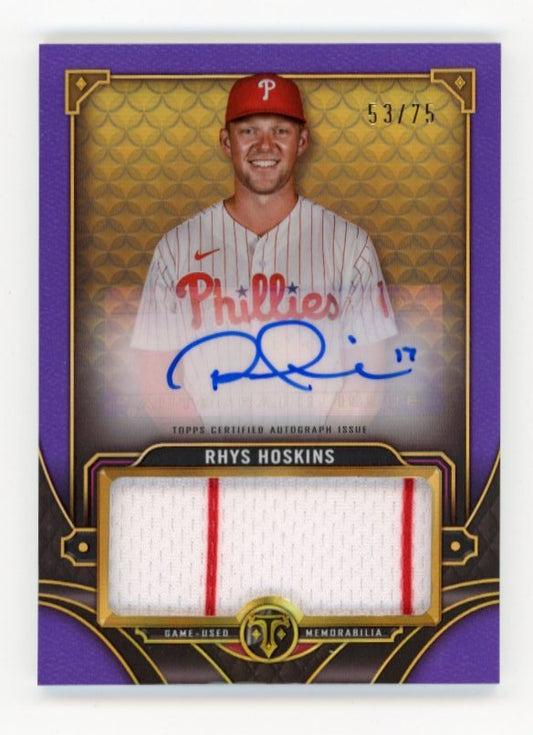 2022 Topps Triple Threads Rhys Hoskins #ASJR-RH - Purple Auto /75