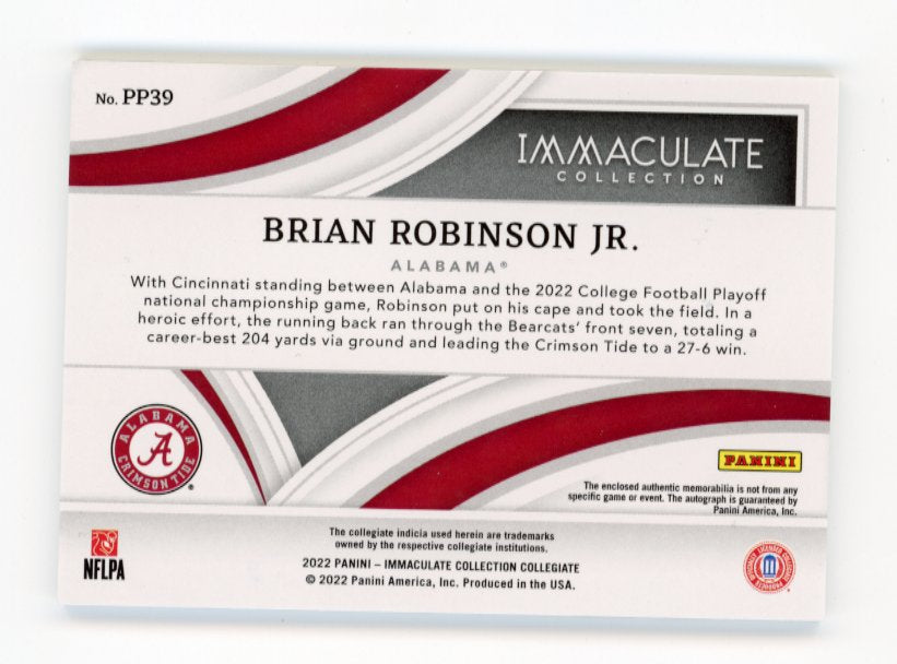 2022 Panini Immaculate Collection Brian Robinson Jr. RC #PP39 - Patch Autograph #/13