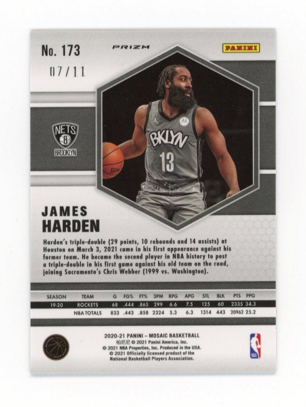 2020/21 Panini Mosaic James Harden #173 - #/11 Pink