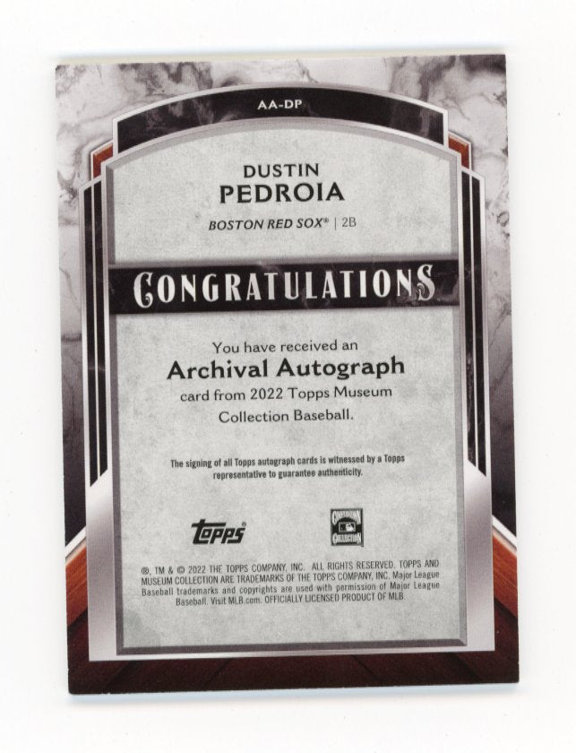 2022 Topps Museum Collection Dustin Pedroia #AA-DP - #/125 Autograph