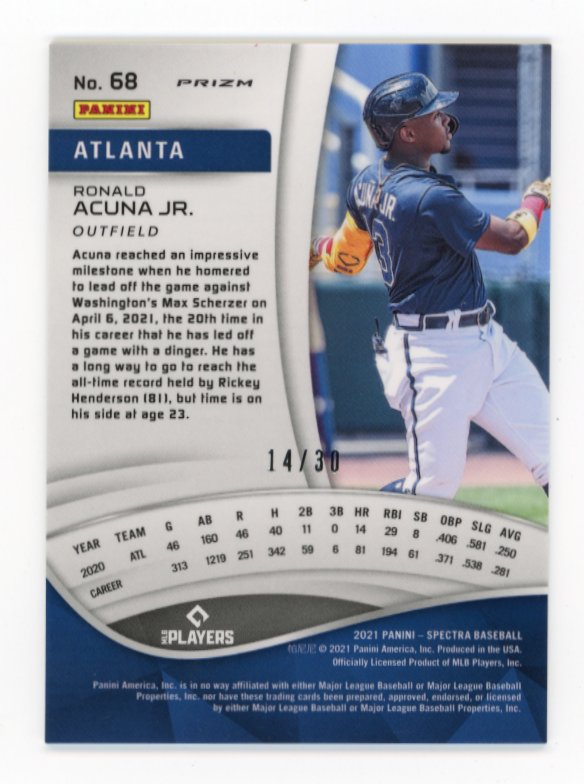 2021 Panini Spectra Ronald Acuna Jr. #68 - #/30 Green