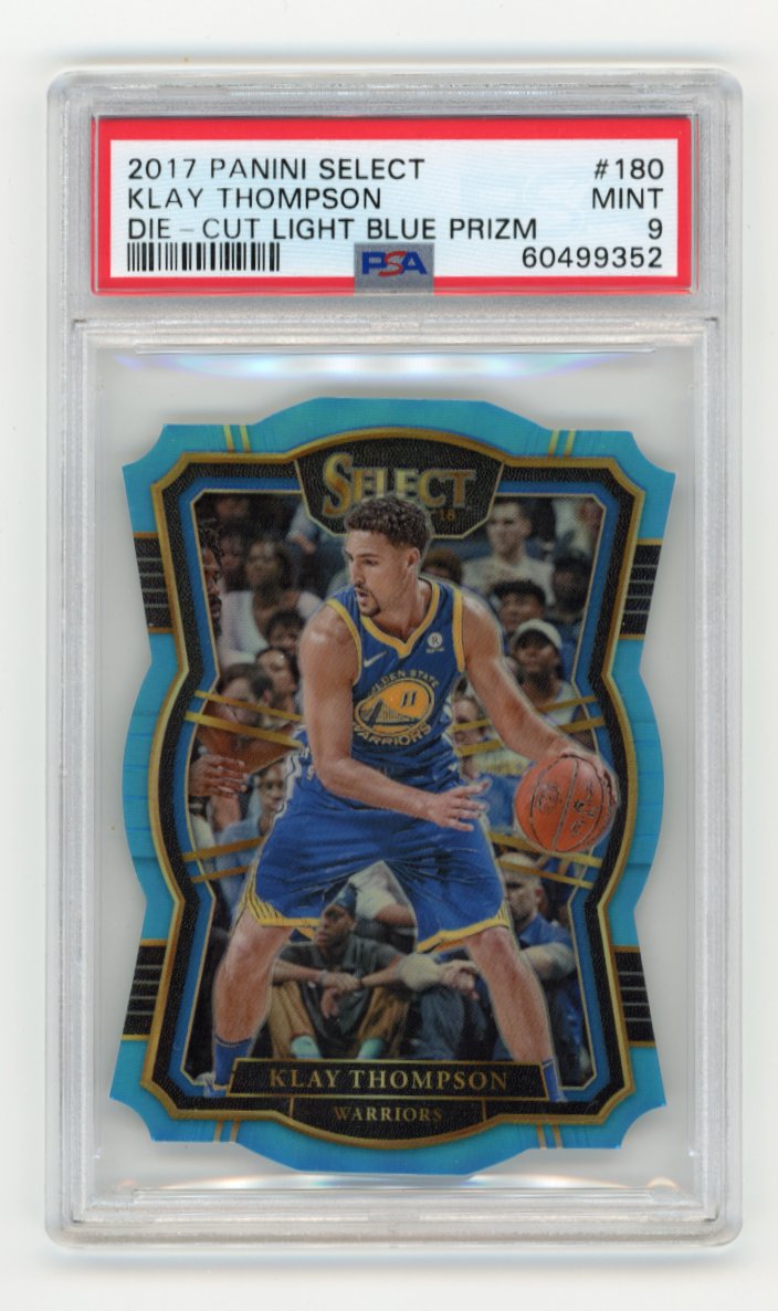 2017 Panini Select Klay Thompson #180 - Die-Cut Light Blue Prizm #/185 PSA 9