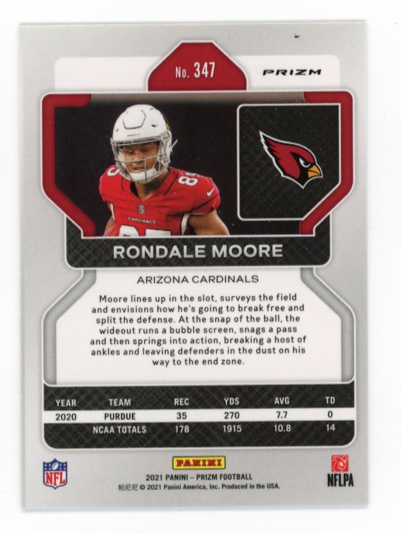 2021 Panini Prizm Rondale Moore RC #347 - White Sparkle