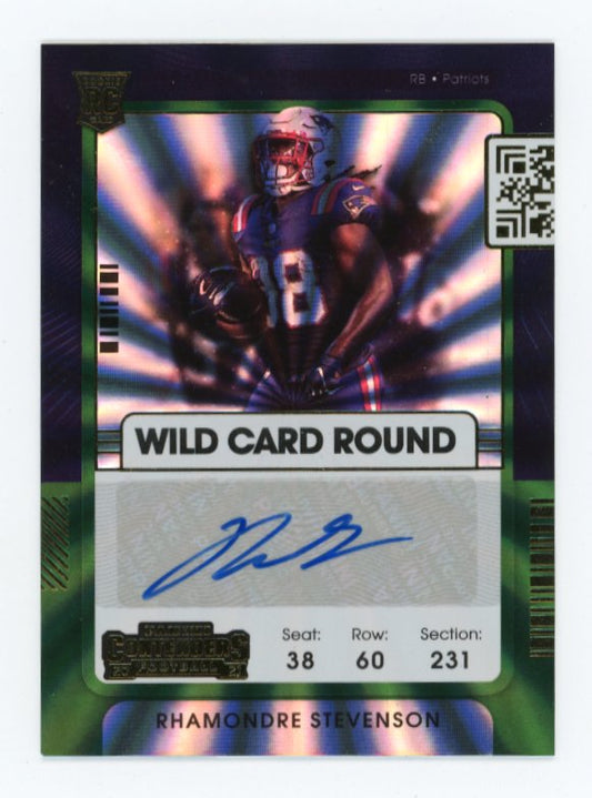 2021 Panini Contenders Rhamondre Stevenson #133 - Wild Card Round SSP Autograph