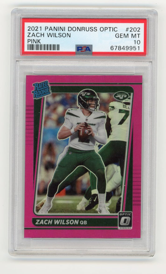 2021 Panini Donruss Optic Zach Wilson RC #202 - Pink PSA 10