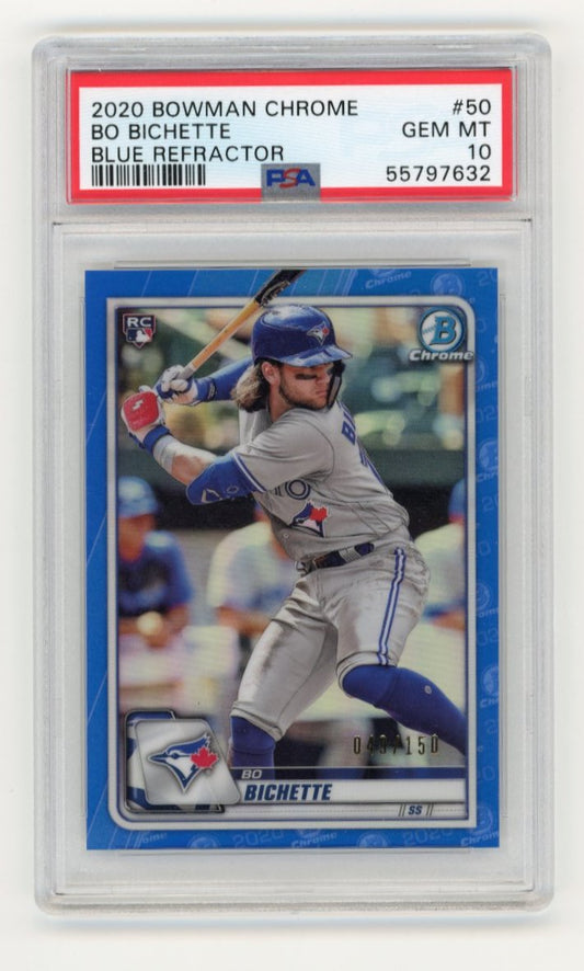 2020 Bowman Chrome Bo Bichette RC #50 - #150 Blue Refractor PSA 10