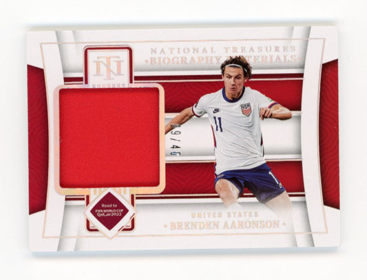 2022 Panini National Treasures FIFA Brenden Aaronson Road to the World Cup #BM-BA - #/40 Relic