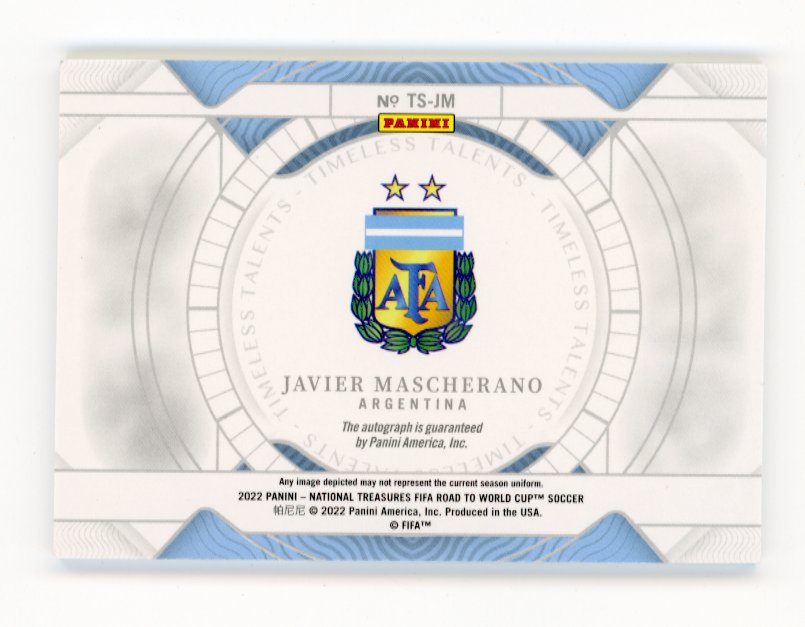 2022 Panini National Treasures Javier Mascherano TS-JM - Autograph /99
