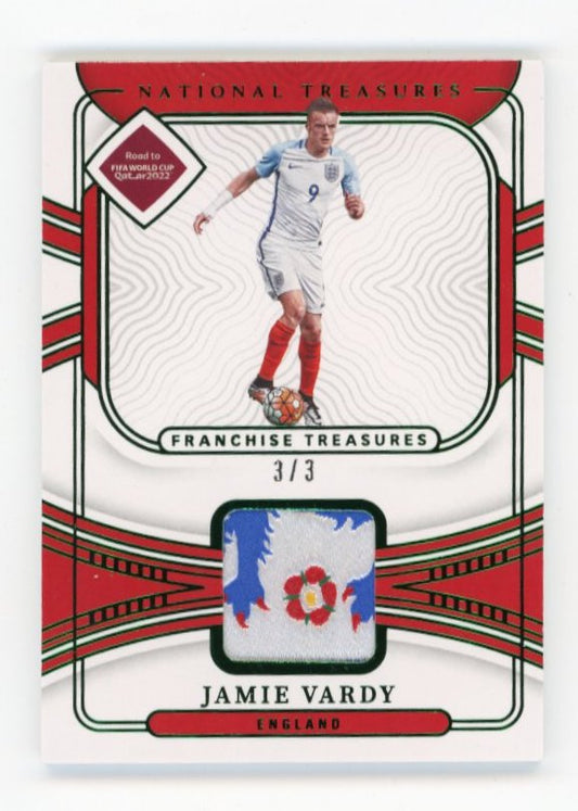 2022 Panini National Treasures Jamie Vardy #FT-JVA - #/3 Patch